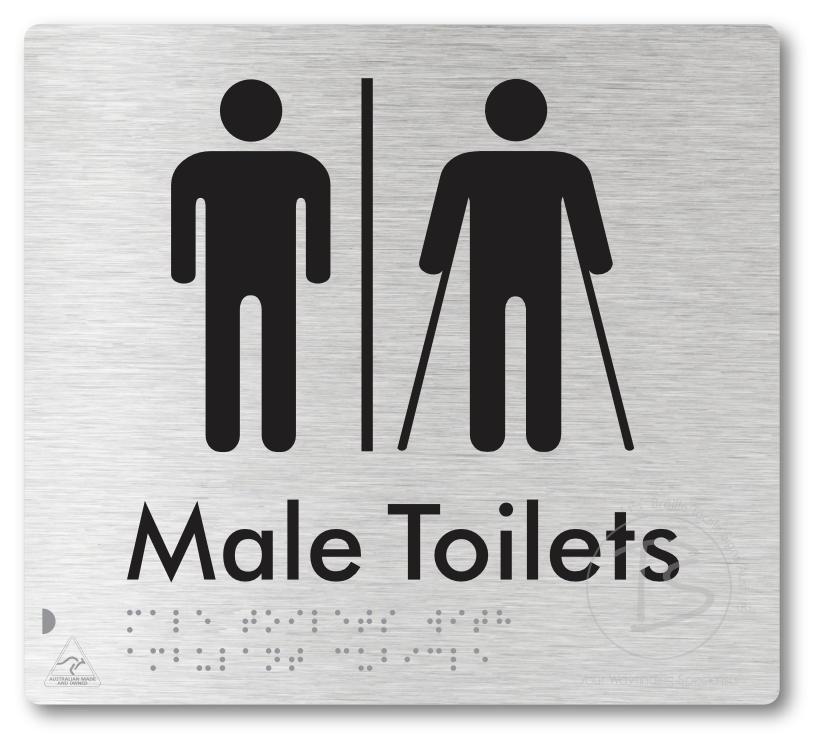 Male Toilets with Ambulant Cubicle with Airlock - Braille Tactile Signs Aust.