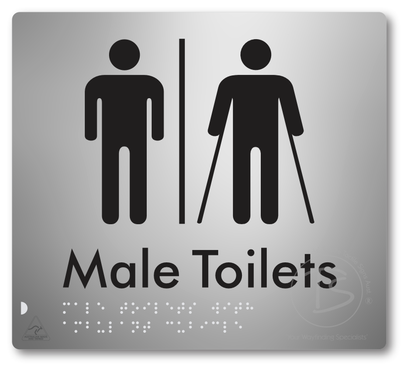 Male Toilets with Ambulant Cubicle with Airlock - Braille Tactile Signs Aust.