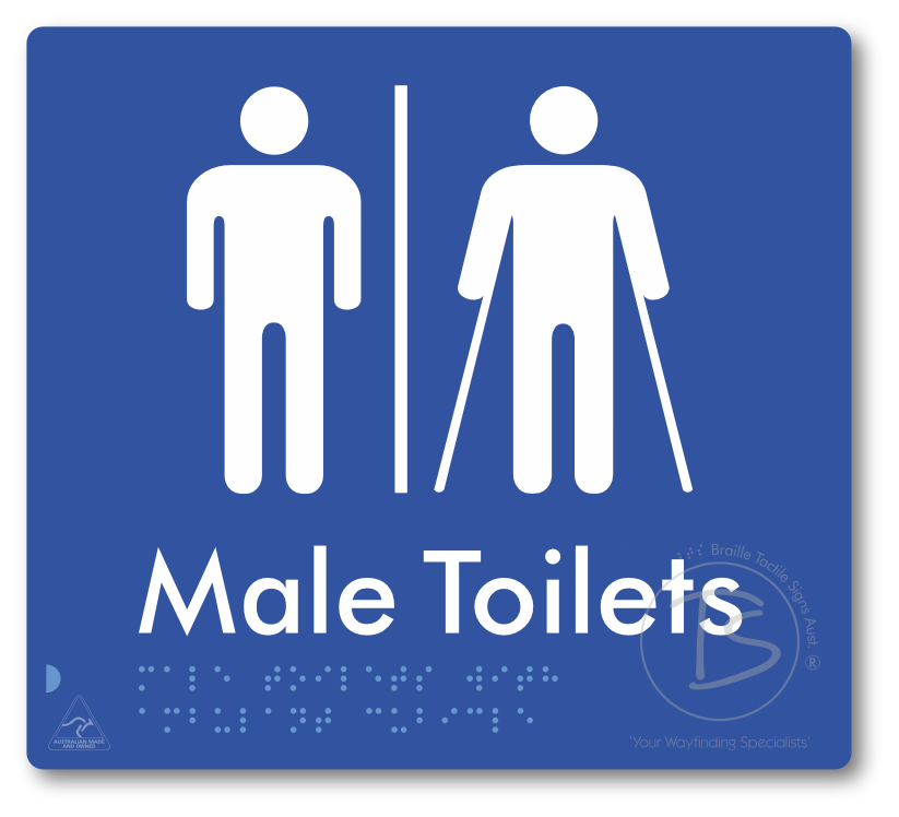 Male Toilets with Ambulant Cubicle with Airlock - Braille Tactile Signs Aust.