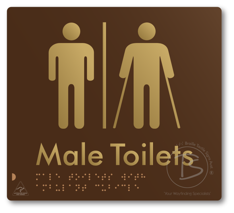 Male Toilets with Ambulant Cubicle with Airlock - Braille Tactile Signs Aust.