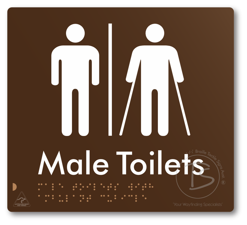Male Toilets with Ambulant Cubicle with Airlock - Braille Tactile Signs Aust.