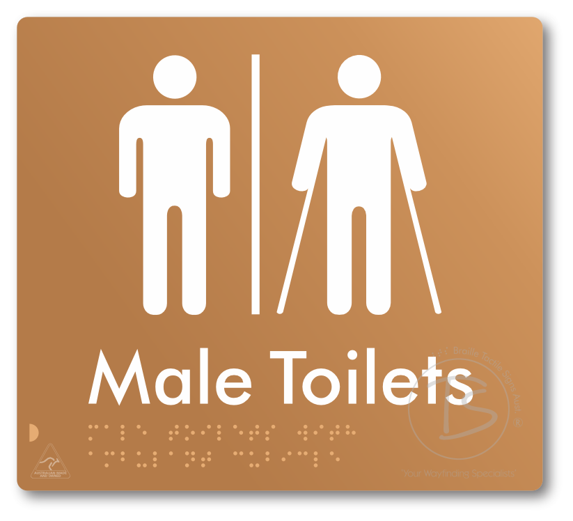 Male Toilets with Ambulant Cubicle with Airlock - Braille Tactile Signs Aust.
