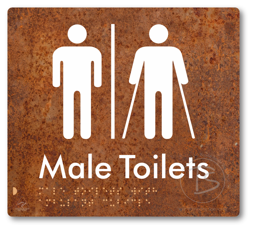 Male Toilets with Ambulant Cubicle with Airlock - Braille Tactile Signs Aust.