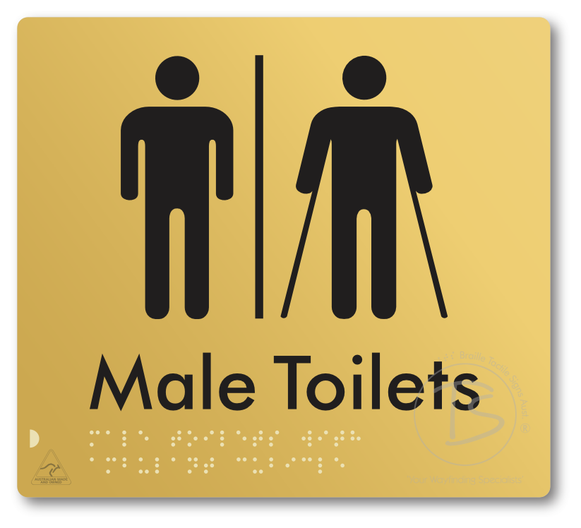 Male Toilets with Ambulant Cubicle with Airlock - Braille Tactile Signs Aust.