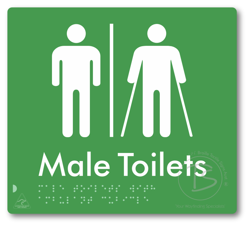 Male Toilets with Ambulant Cubicle with Airlock - Braille Tactile Signs Aust.