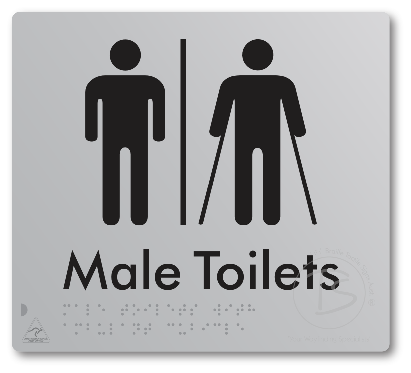 Male Toilets with Ambulant Cubicle with Airlock - Braille Tactile Signs Aust.