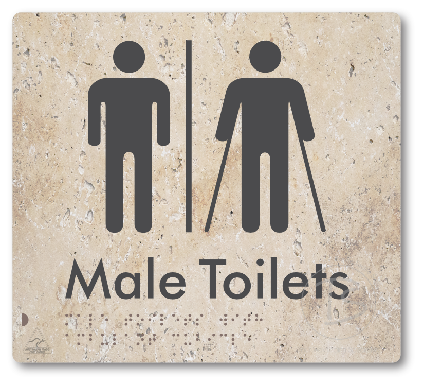 Male Toilets with Ambulant Cubicle with Airlock - Braille Tactile Signs Aust.