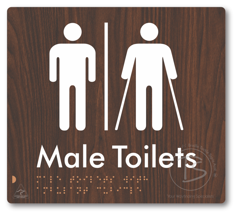 Male Toilets with Ambulant Cubicle with Airlock - Braille Tactile Signs Aust.