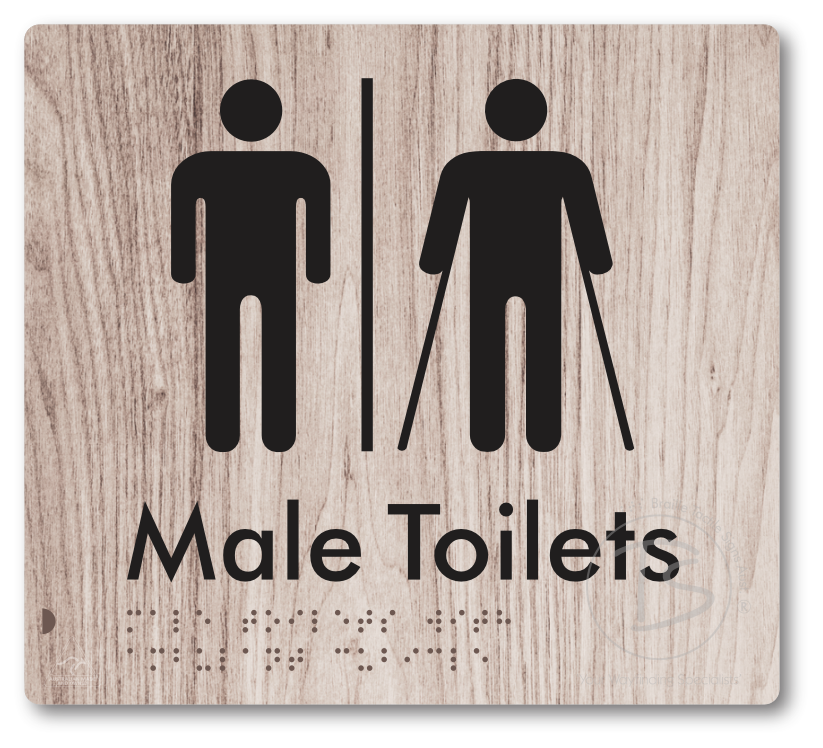 Male Toilets with Ambulant Cubicle with Airlock - Braille Tactile Signs Aust.