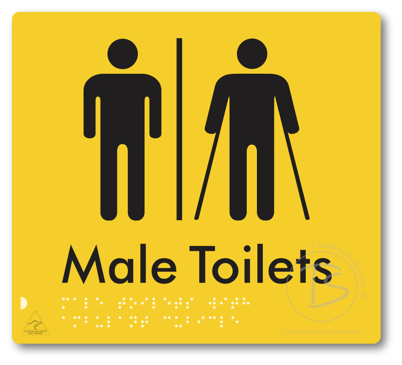 Male Toilets with Ambulant Cubicle with Airlock - Braille Tactile Signs Aust.
