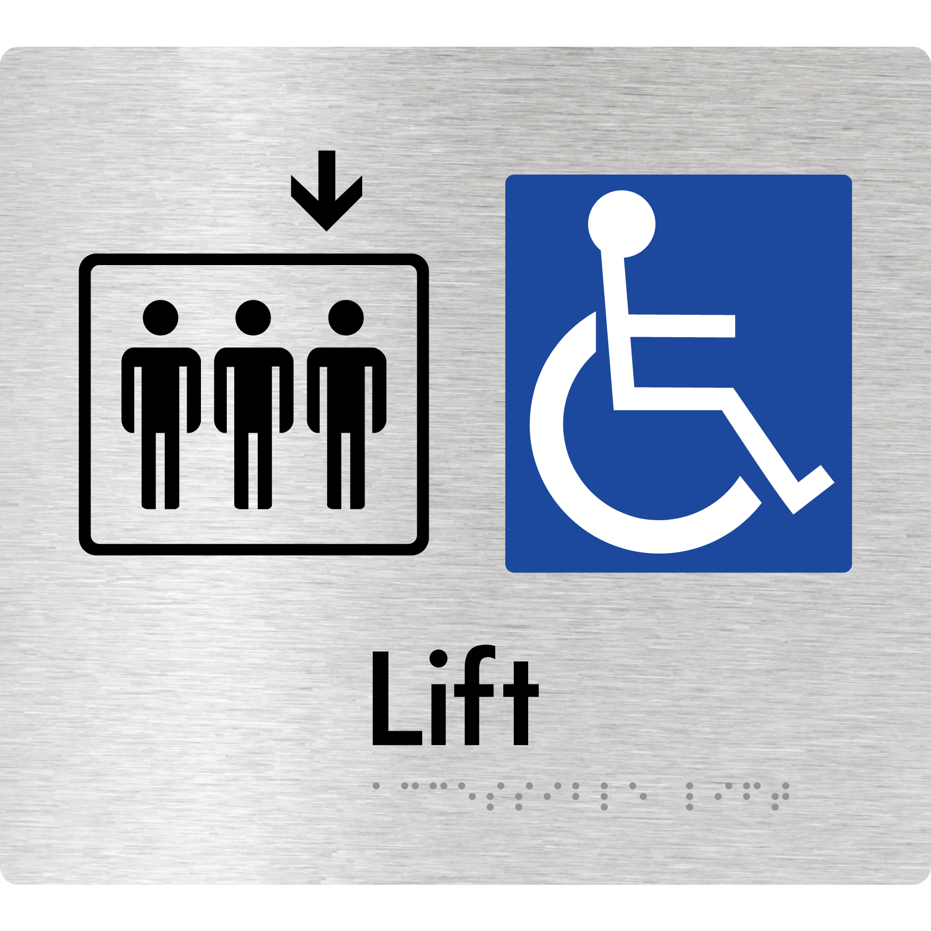 Accessible Lift - Arrow Down - Braille Tactile Signs Aust.