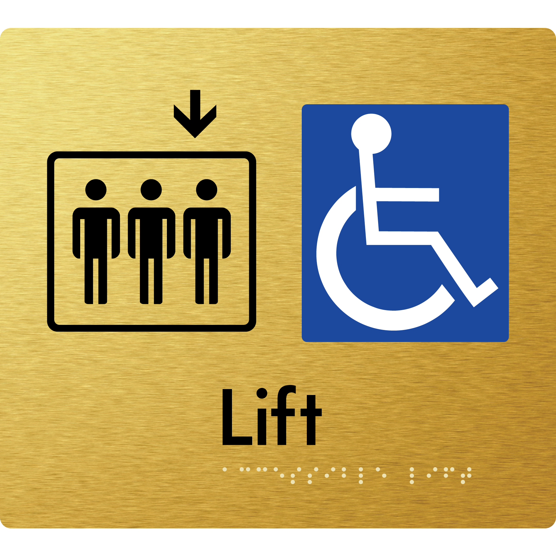Accessible Lift - Arrow Down - Braille Tactile Signs Aust.