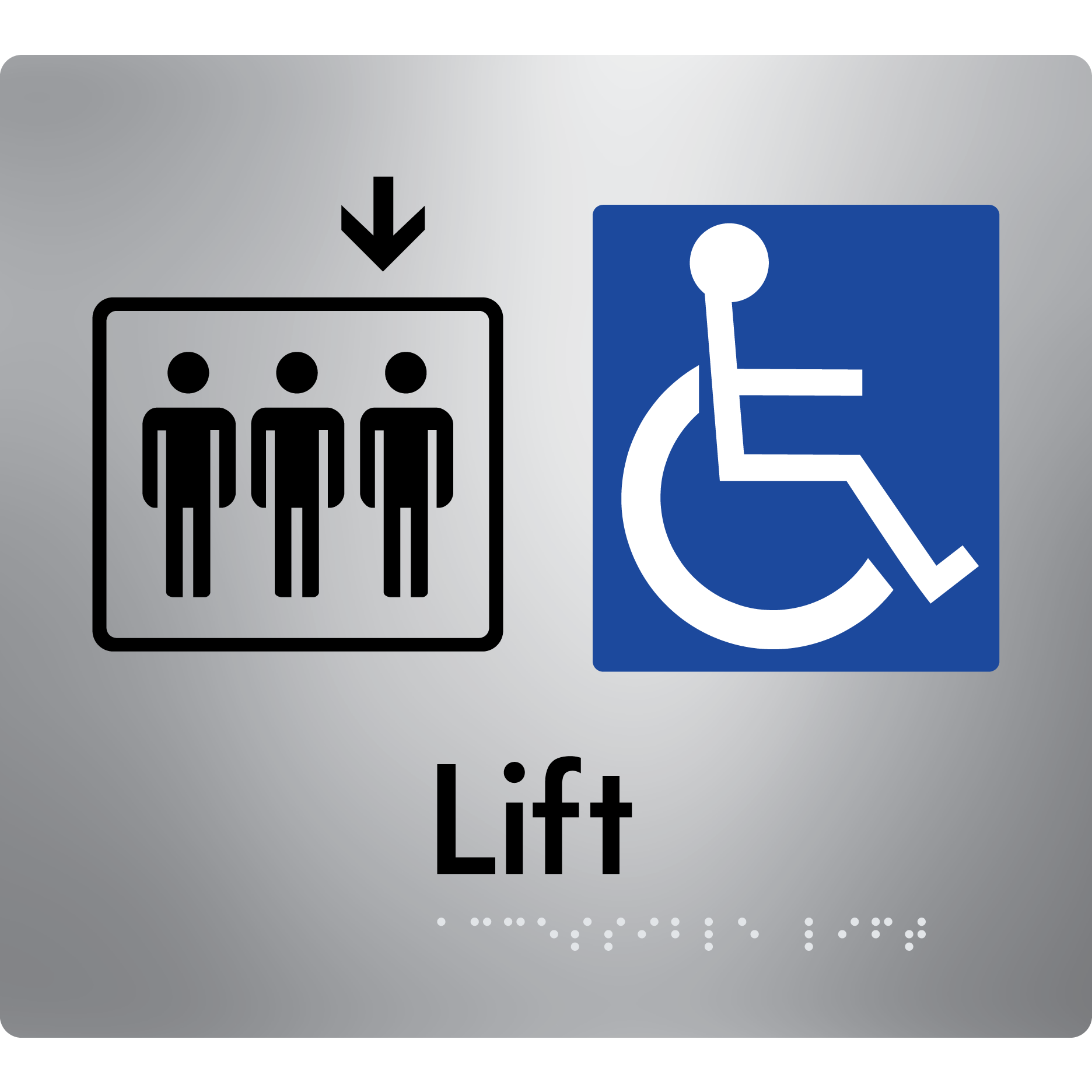 Accessible Lift - Arrow Down - Braille Tactile Signs Aust.