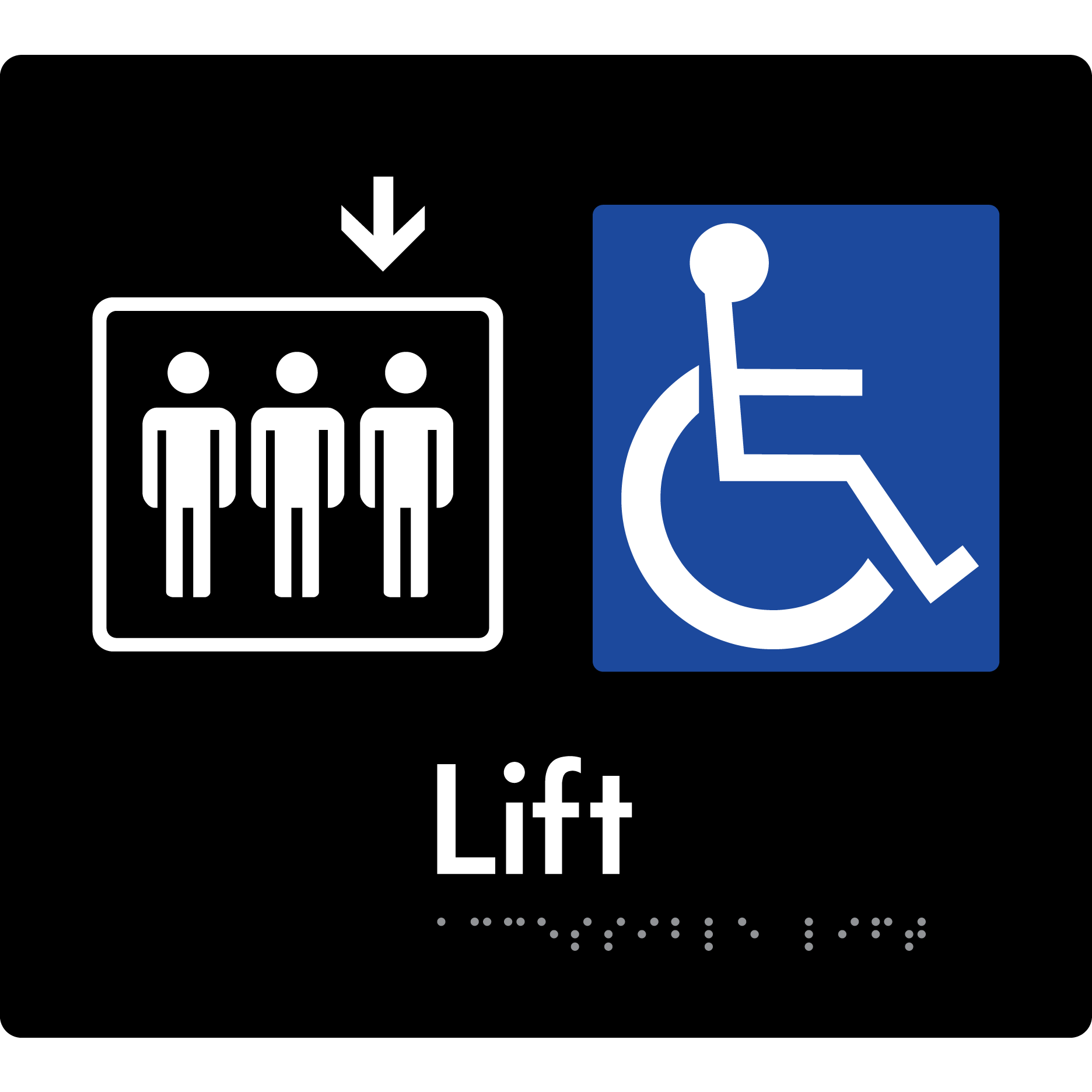 Accessible Lift - Arrow Down - Braille Tactile Signs Aust.
