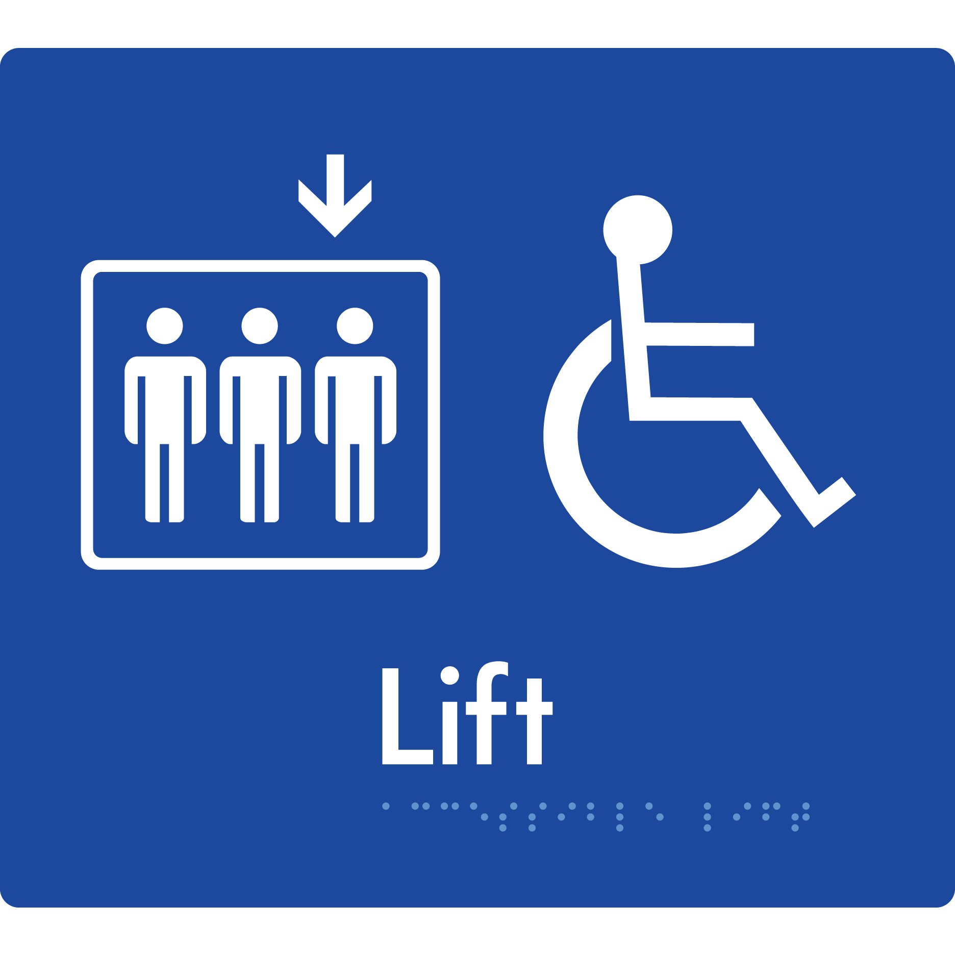 Accessible Lift - Arrow Down - Braille Tactile Signs Aust.