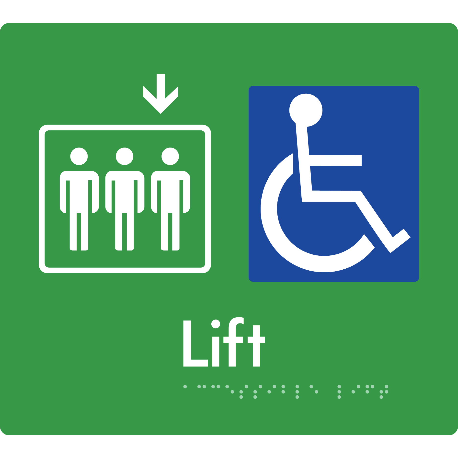Accessible Lift - Arrow Down - Braille Tactile Signs Aust.