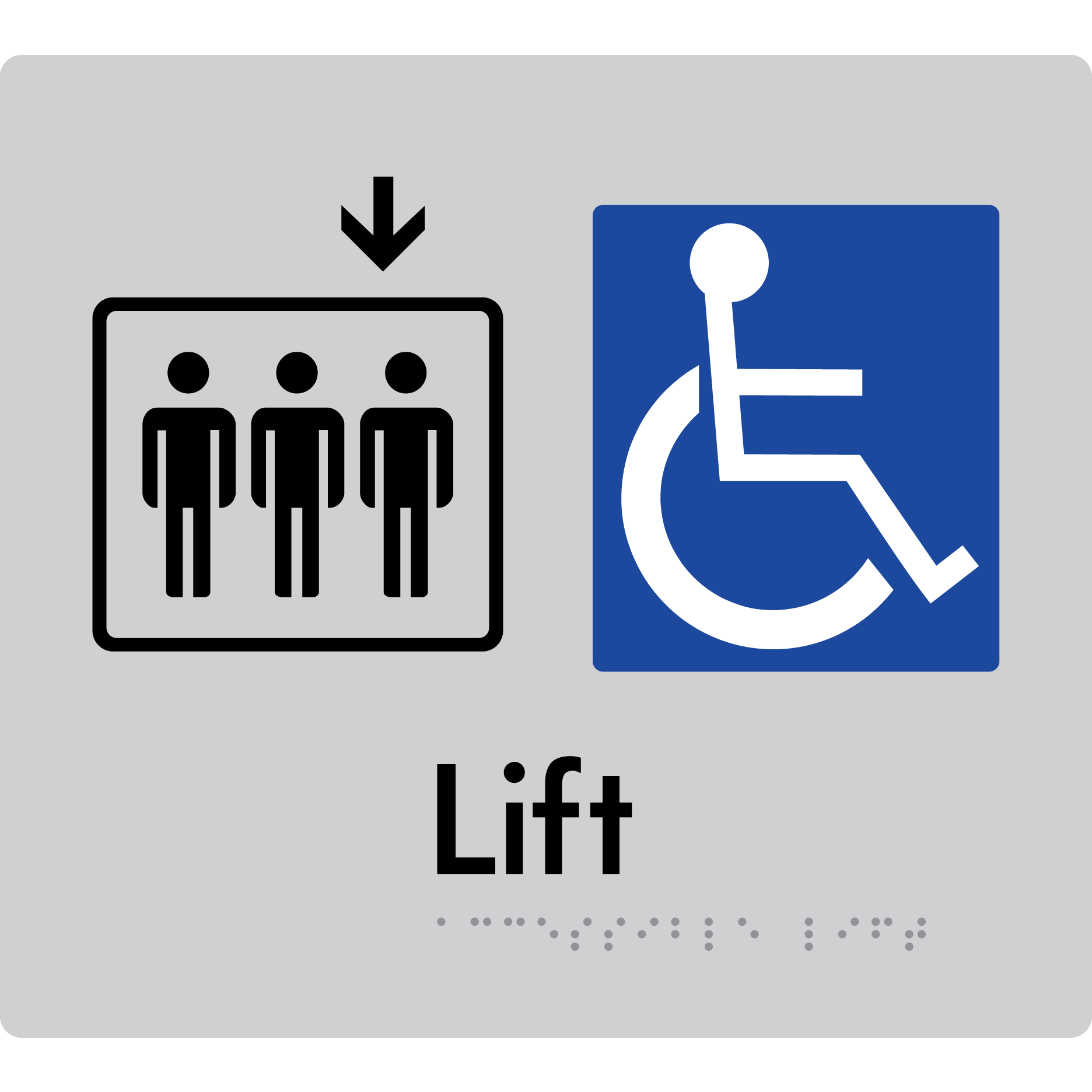 Accessible Lift - Arrow Down - Braille Tactile Signs Aust.