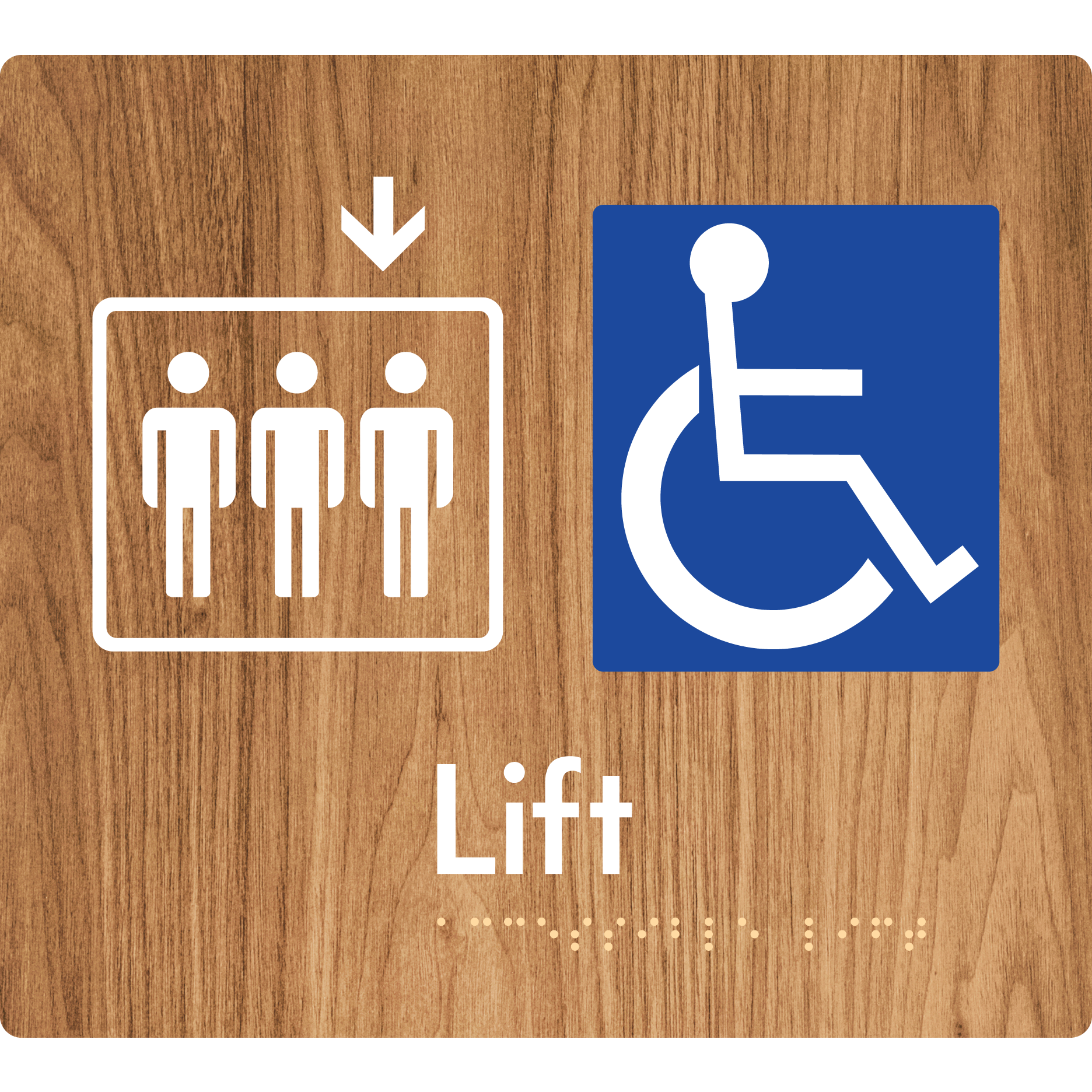 Accessible Lift - Arrow Down - Braille Tactile Signs Aust.