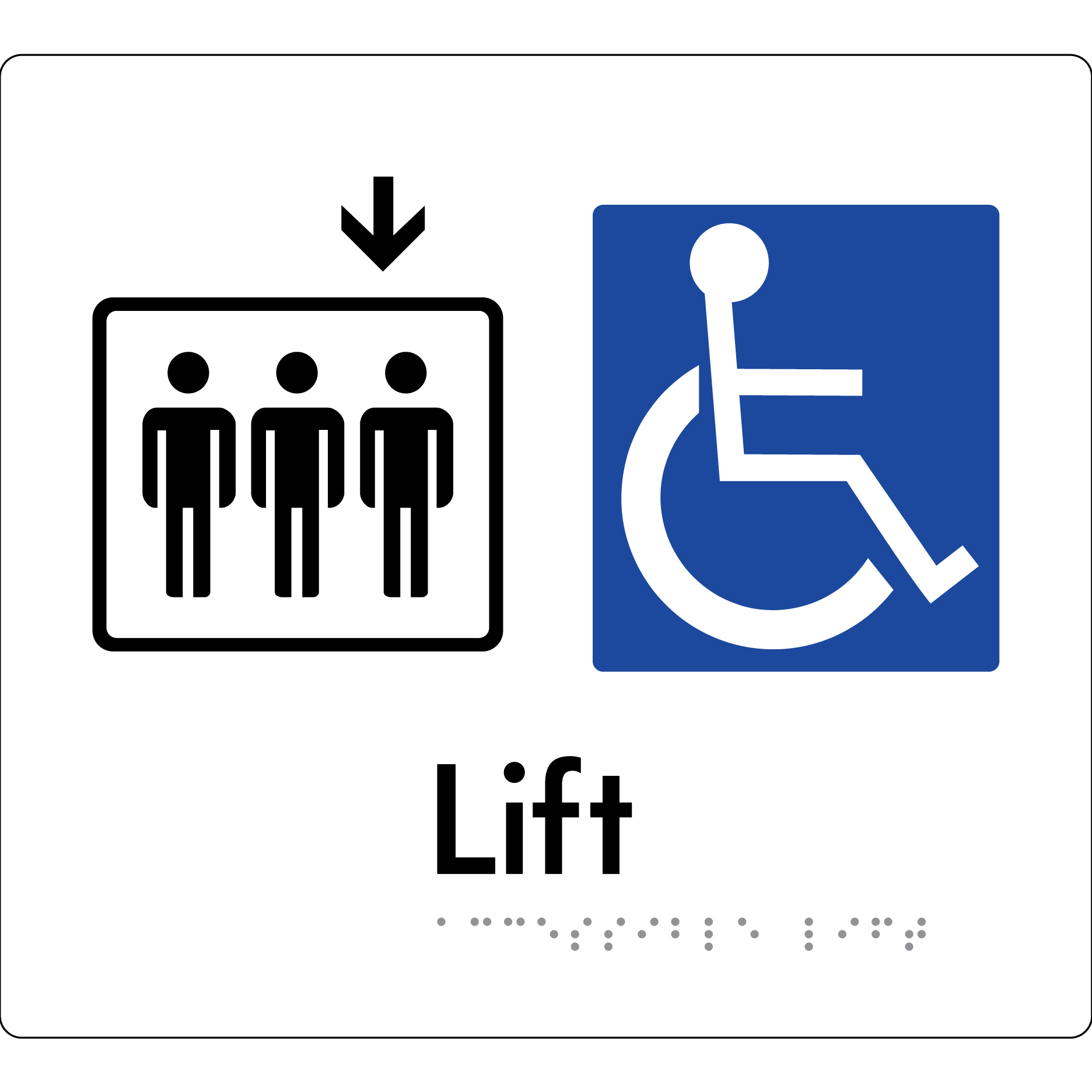 Accessible Lift - Arrow Down - Braille Tactile Signs Aust.