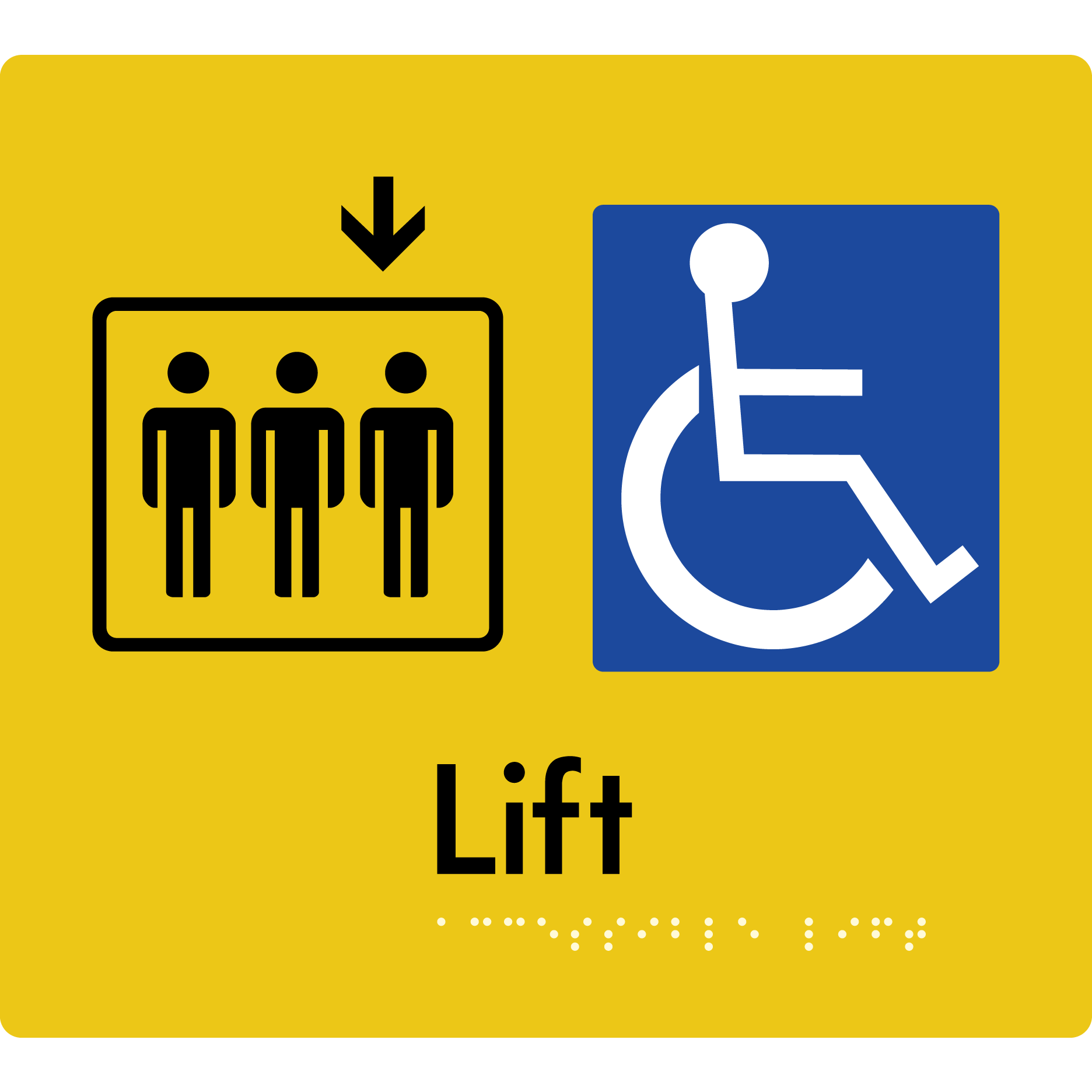 Accessible Lift - Arrow Down - Braille Tactile Signs Aust.