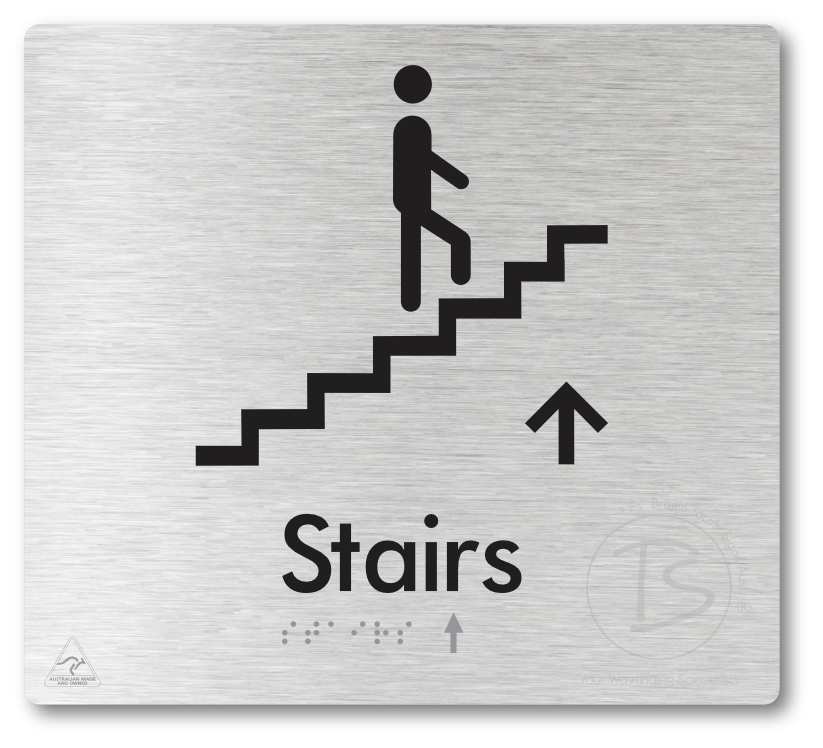 Stairs with Directional Arrow: Up - Braille Tactile Signs Aust.
