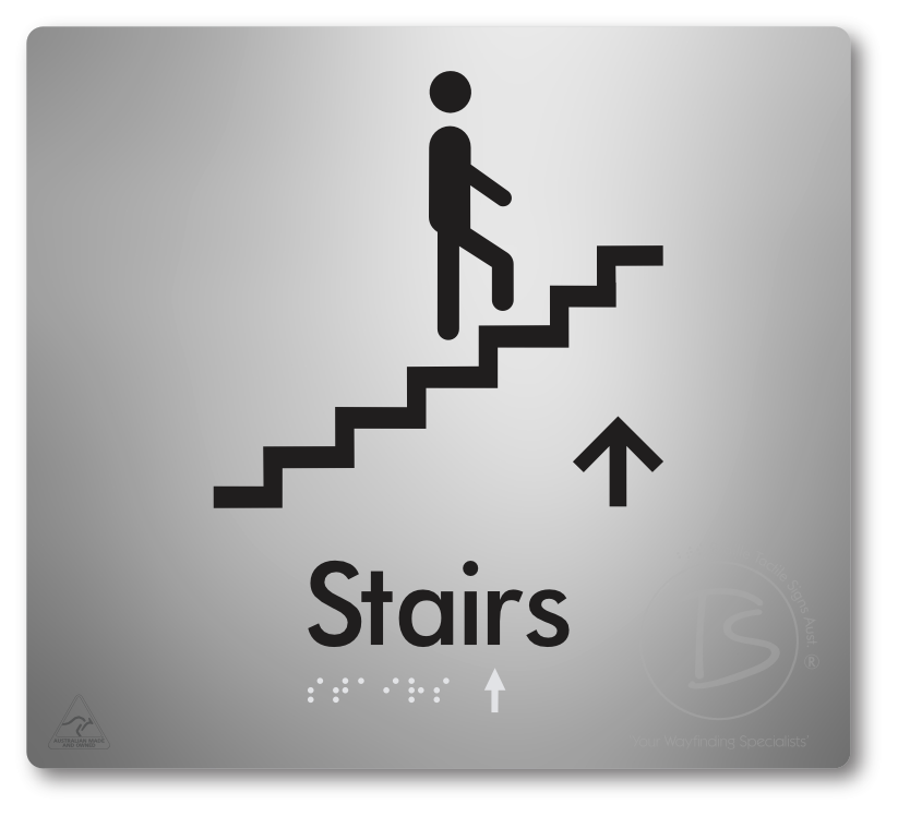 Stairs with Directional Arrow: Up - Braille Tactile Signs Aust.