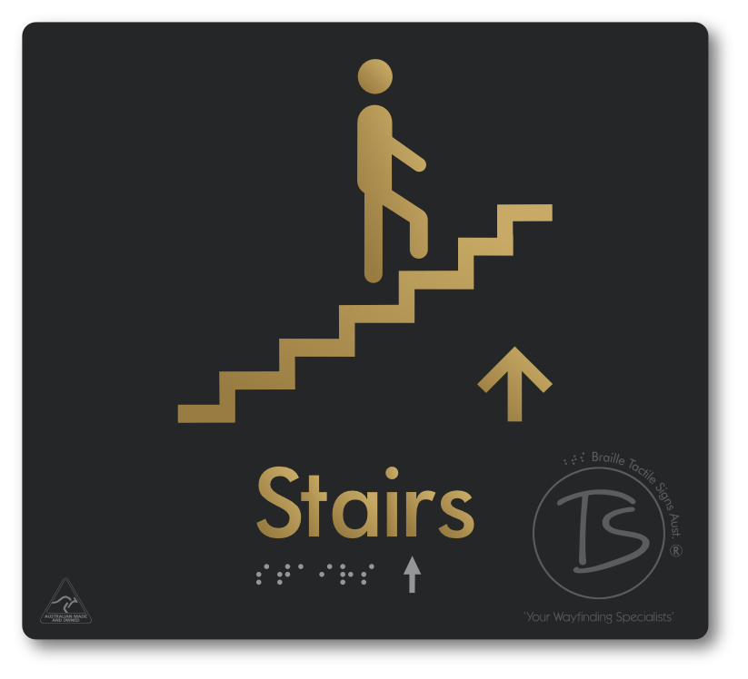 Stairs with Directional Arrow: Up - Braille Tactile Signs Aust.