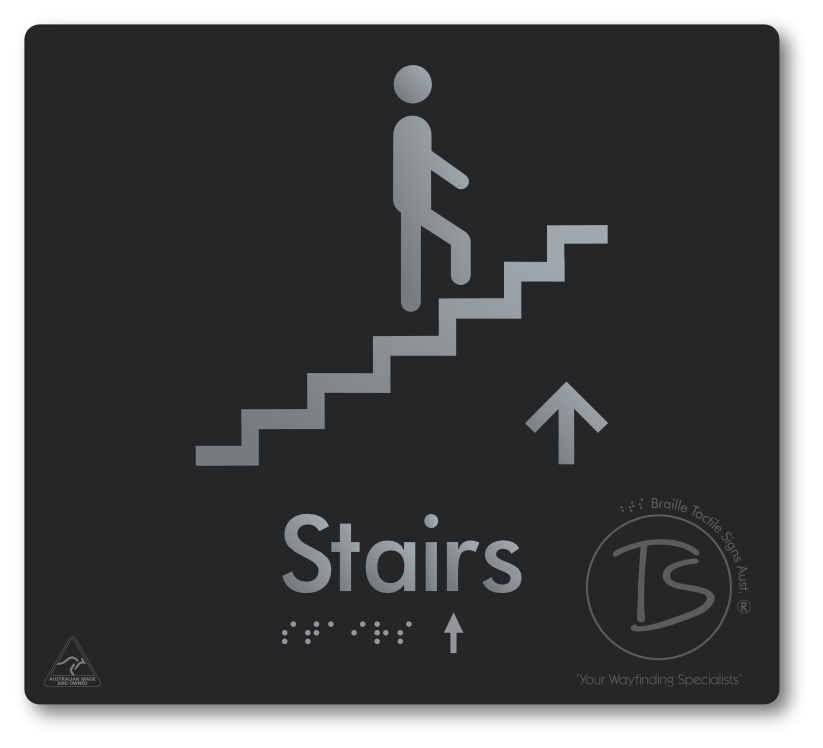 Stairs with Directional Arrow: Up - Braille Tactile Signs Aust.