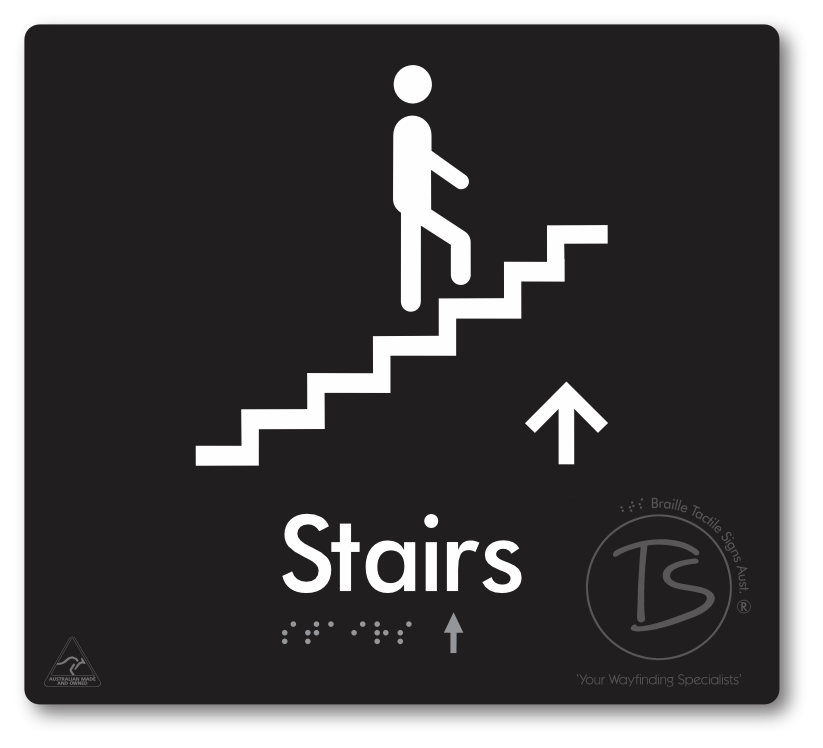 Stairs with Directional Arrow: Up - Braille Tactile Signs Aust.