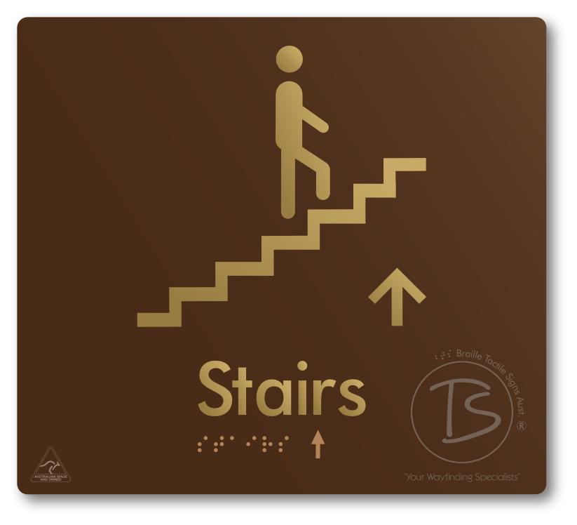 Stairs with Directional Arrow: Up - Braille Tactile Signs Aust.
