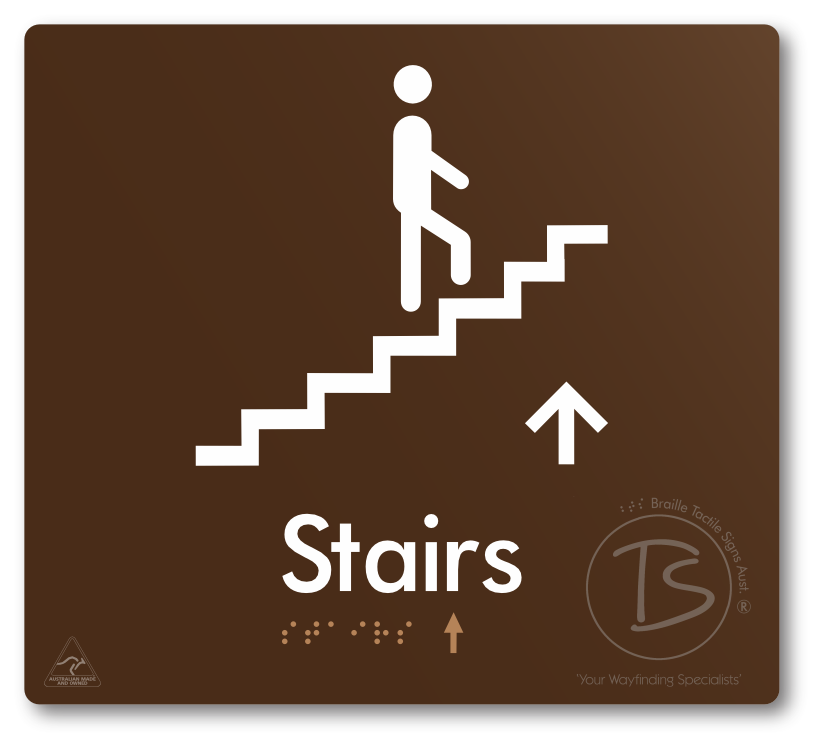 Stairs with Directional Arrow: Up - Braille Tactile Signs Aust.