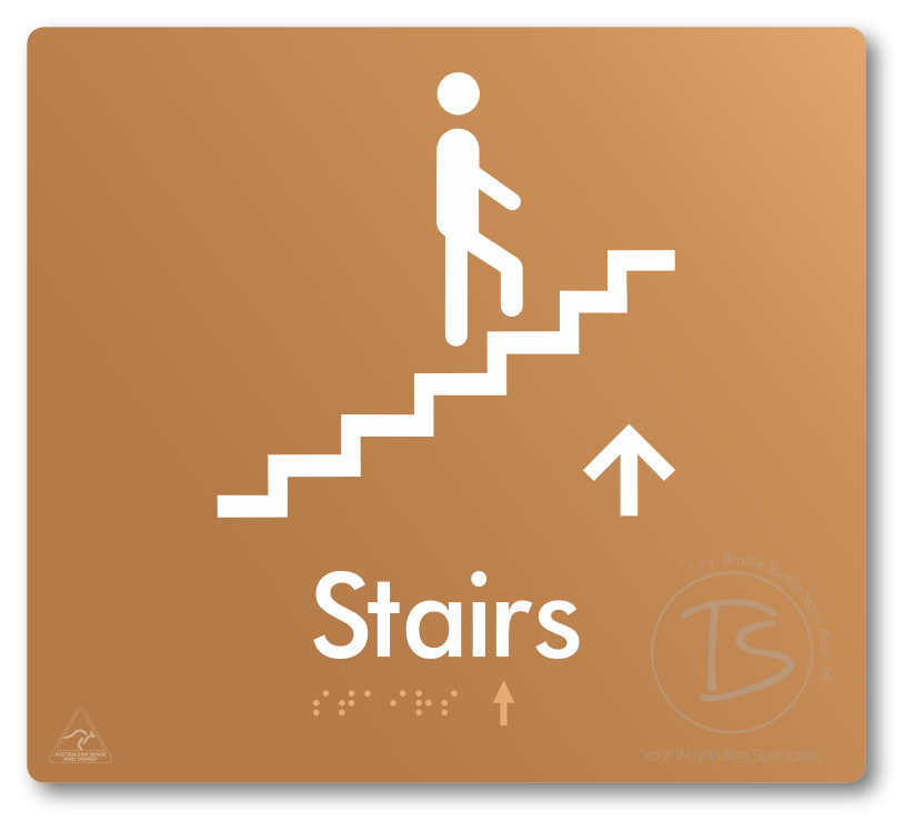 Stairs with Directional Arrow: Up - Braille Tactile Signs Aust.