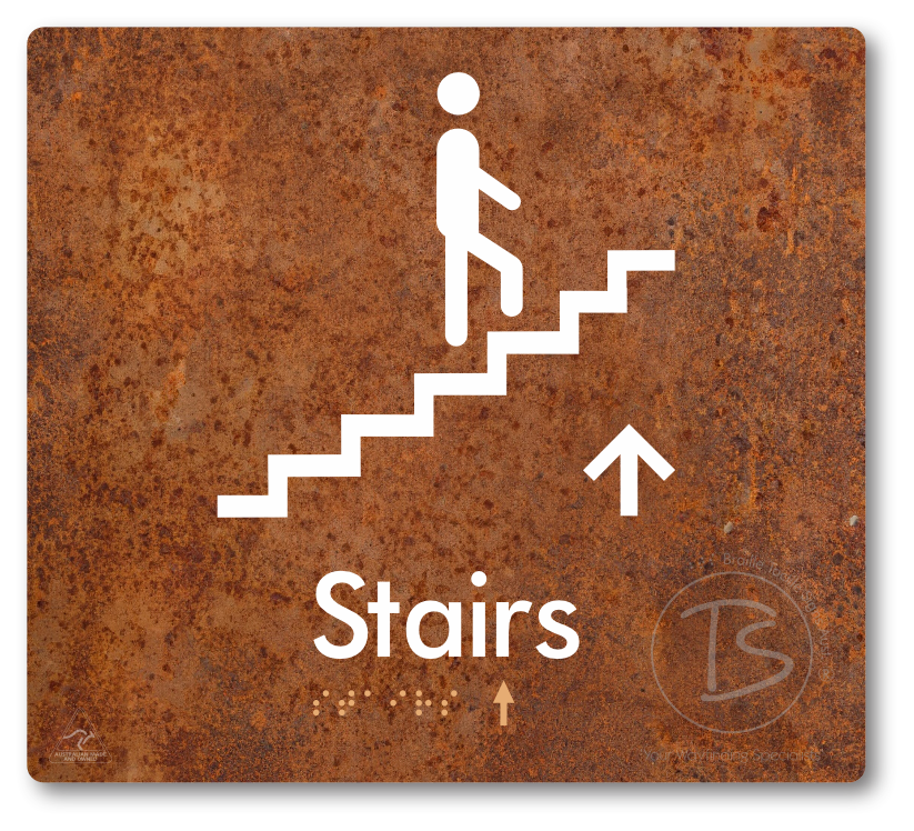 Stairs with Directional Arrow: Up - Braille Tactile Signs Aust.