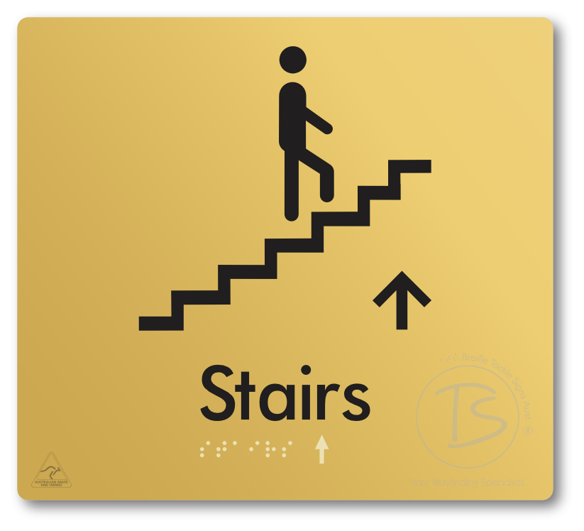 Stairs with Directional Arrow: Up - Braille Tactile Signs Aust.