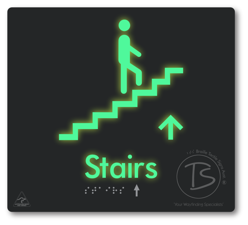 Stairs with Directional Arrow: Up - Braille Tactile Signs Aust.
