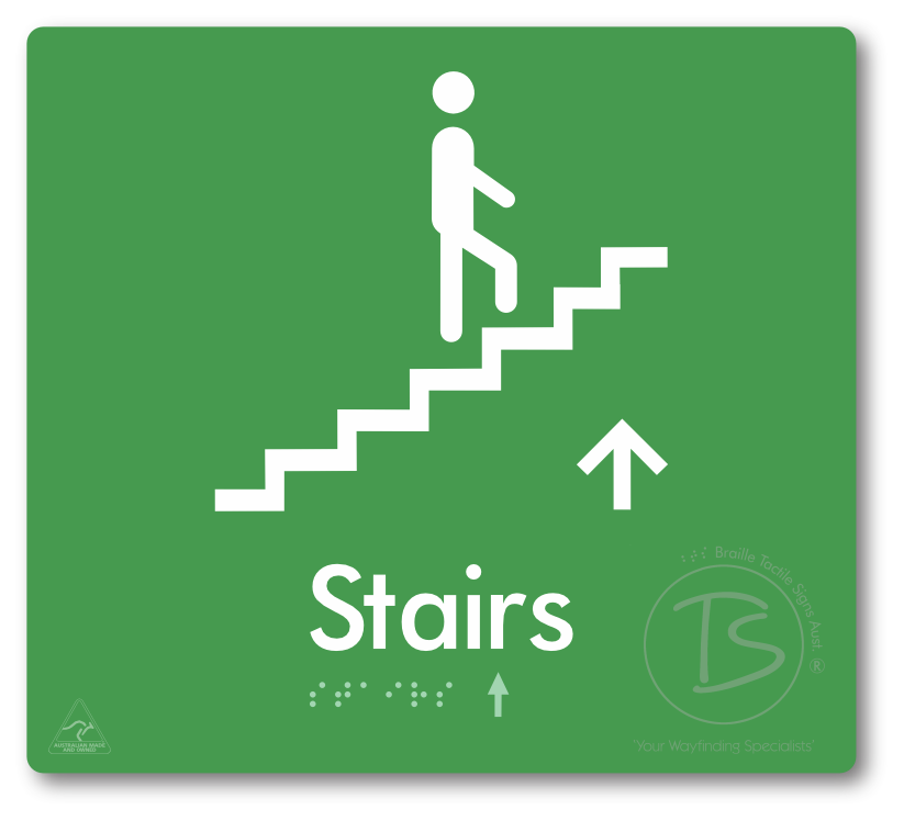 Stairs with Directional Arrow: Up - Braille Tactile Signs Aust.