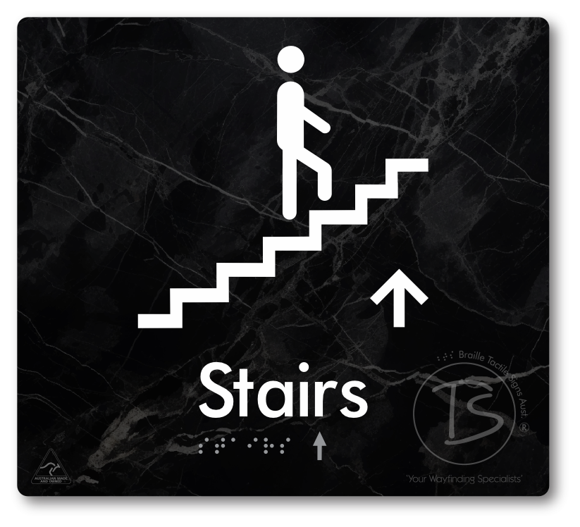 Stairs with Directional Arrow: Up - Braille Tactile Signs Aust.