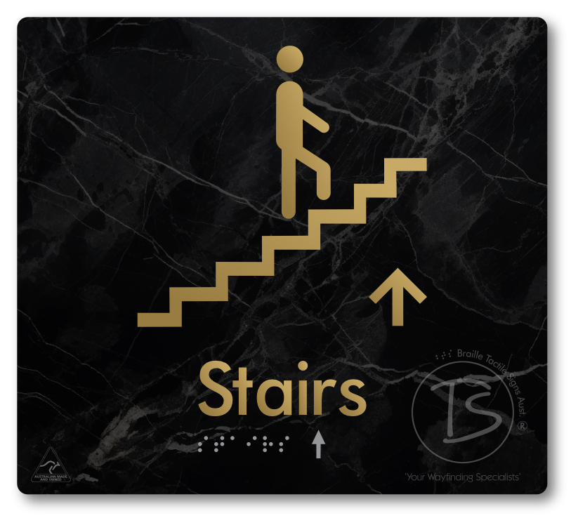 Stairs with Directional Arrow: Up - Braille Tactile Signs Aust.