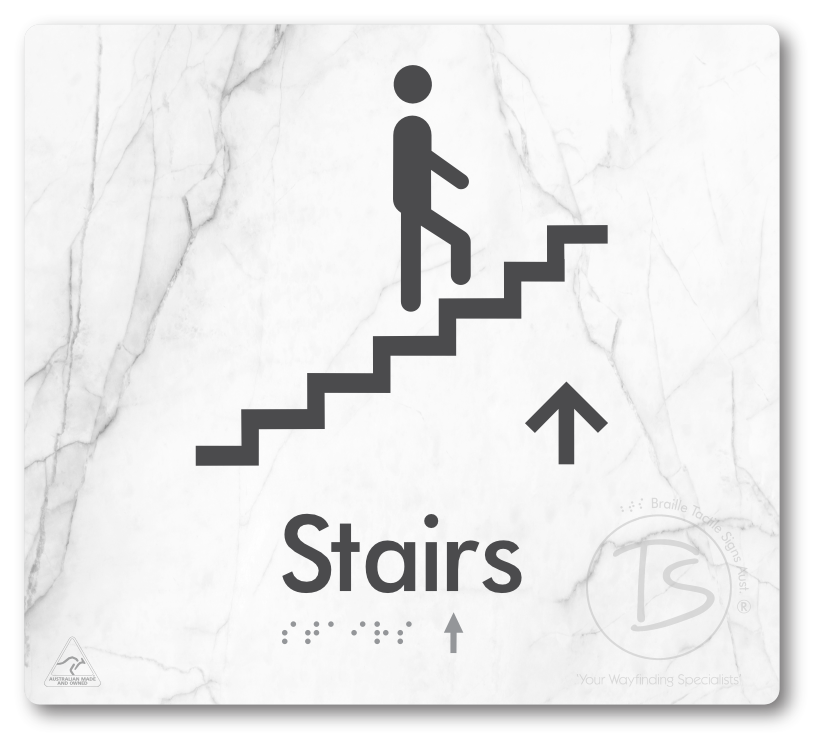 Stairs with Directional Arrow: Up - Braille Tactile Signs Aust.