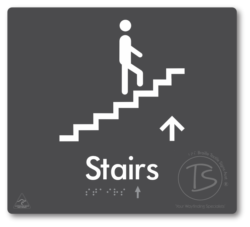 Stairs with Directional Arrow: Up - Braille Tactile Signs Aust.