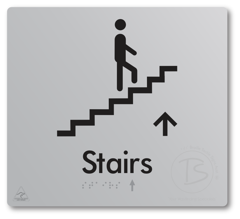 Stairs with Directional Arrow: Up - Braille Tactile Signs Aust.