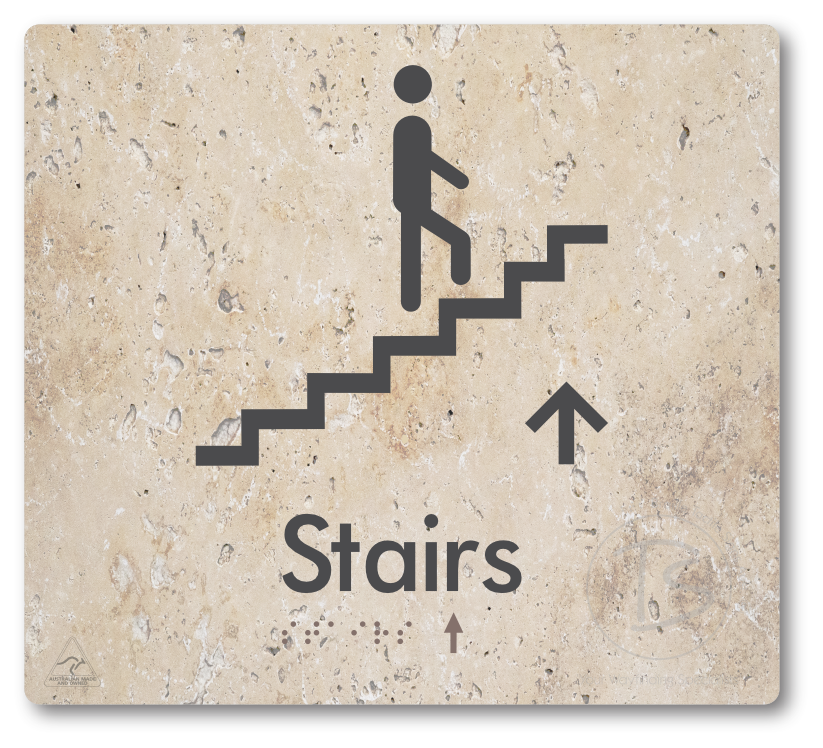 Stairs with Directional Arrow: Up - Braille Tactile Signs Aust.