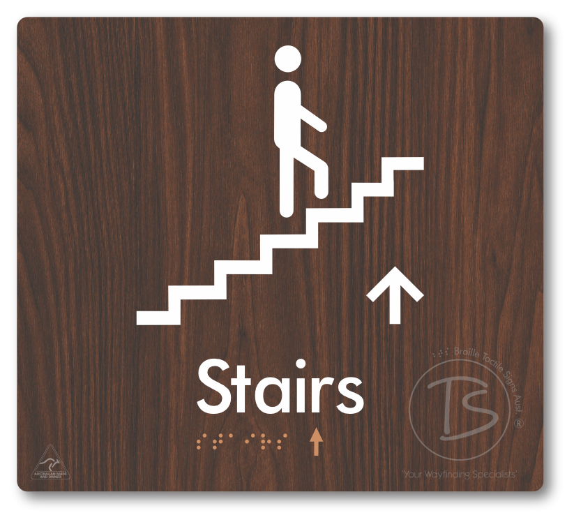 Stairs with Directional Arrow: Up - Braille Tactile Signs Aust.