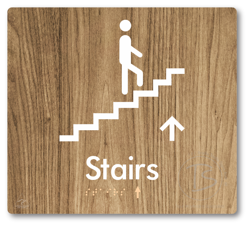 Stairs with Directional Arrow: Up - Braille Tactile Signs Aust.