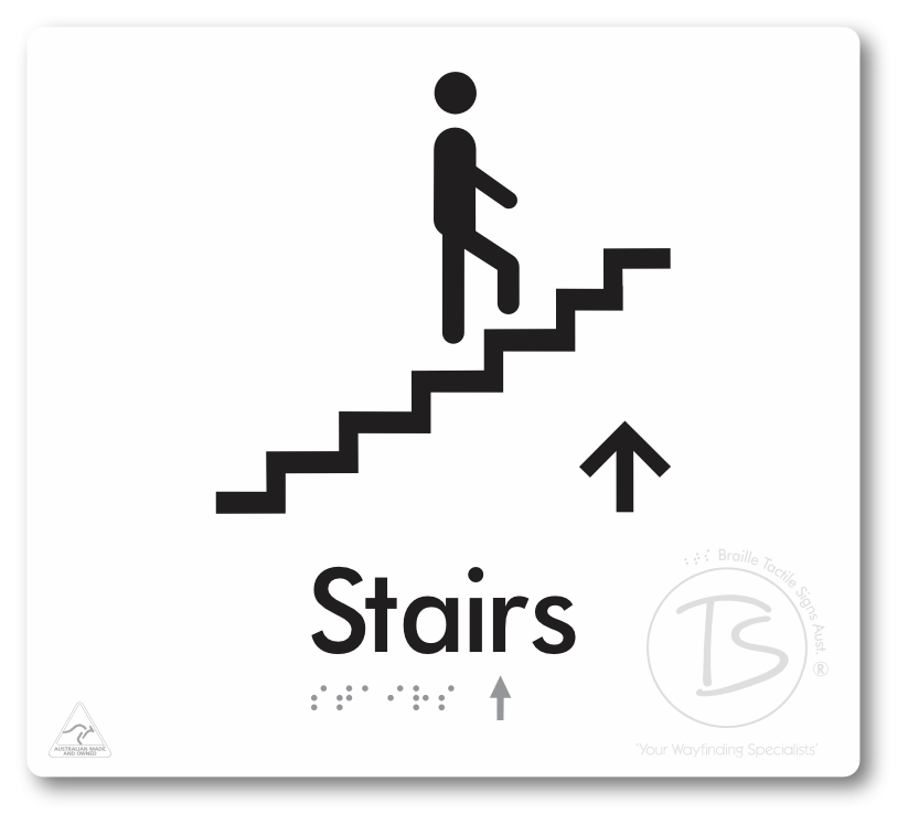 Stairs with Directional Arrow: Up - Braille Tactile Signs Aust.