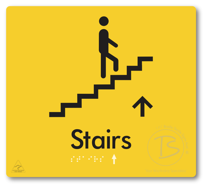 Stairs with Directional Arrow: Up - Braille Tactile Signs Aust.