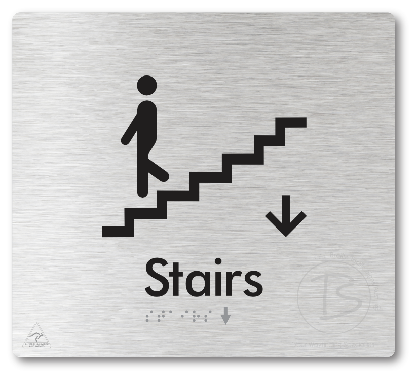 Stairs with Directional Arrow Down - Braille Tactile Signs Aust.