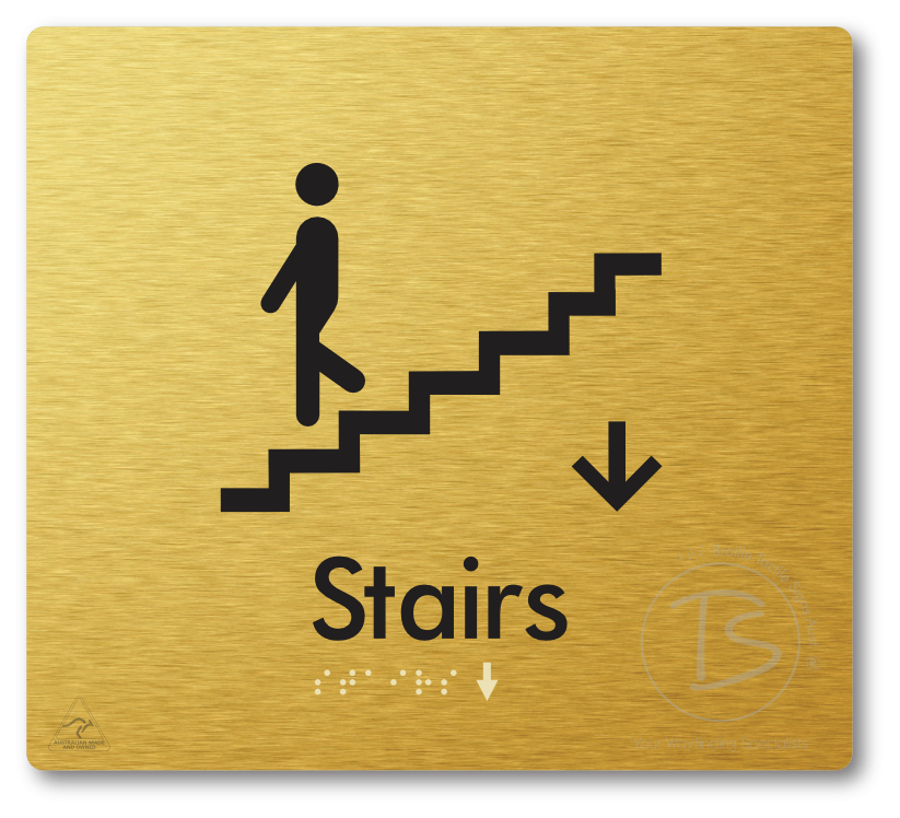 Stairs with Directional Arrow Down - Braille Tactile Signs Aust.