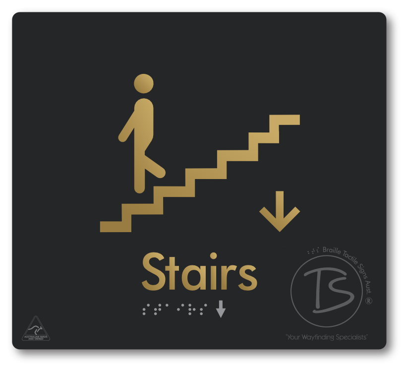Stairs with Directional Arrow Down - Braille Tactile Signs Aust.