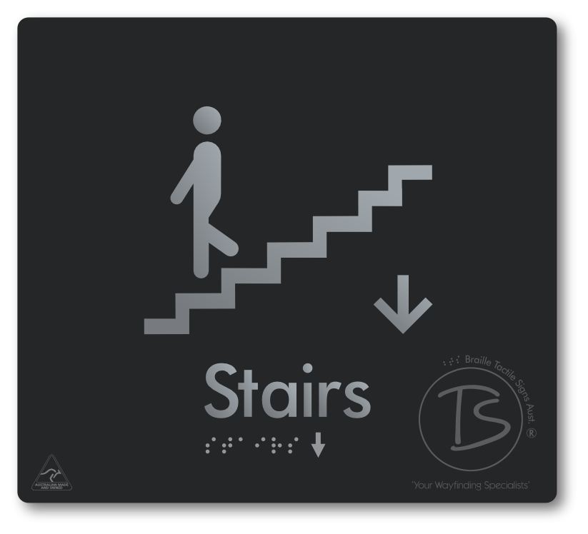 Stairs with Directional Arrow Down - Braille Tactile Signs Aust.